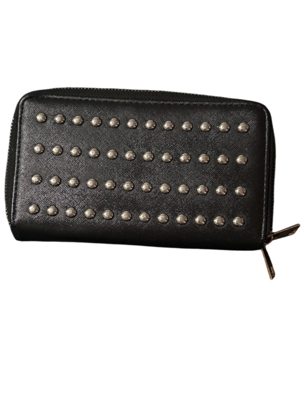 Unbranded Black W/ Gold Studs Huge Double Zip Wallet (Minor Flaw See Last Photo)
